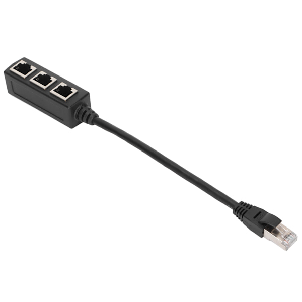 RJ45 Ethernet Adapter Kabel Forlengelsesfunksjon 1 til 3 Port Excellent Connection Splitter Adapter med 1 m kabel for hjemmet