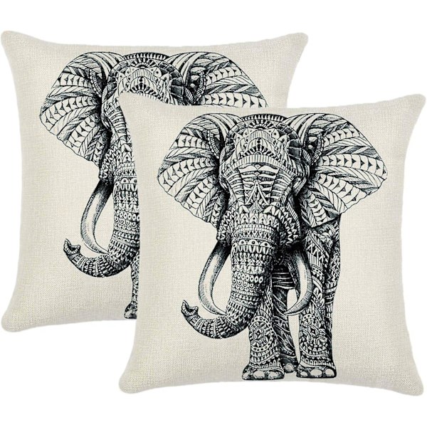Elephant Pattern Örngott för 45 x 45 cm Hemmakontorskuddar
