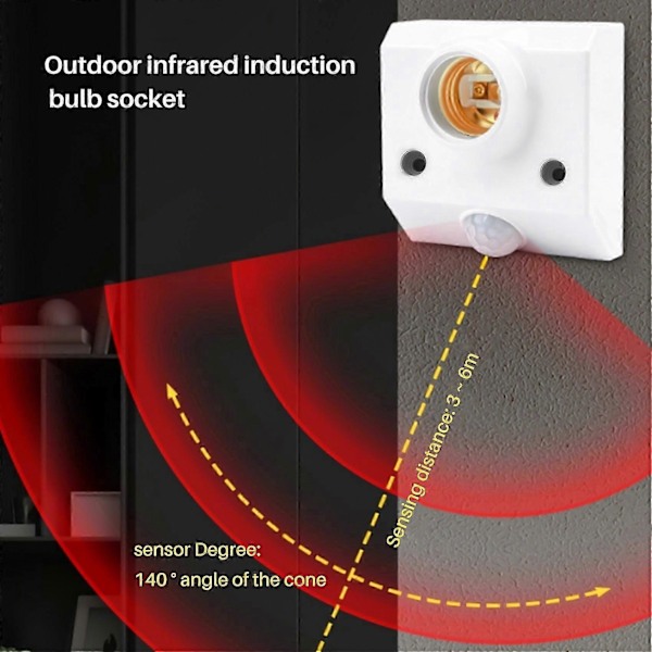 Base Socket IR Lampe Pære Bevægelsesdetektor