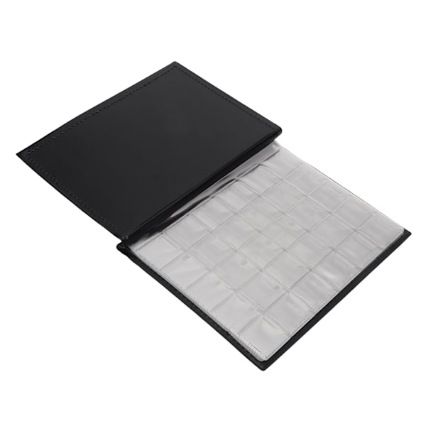 Myntsamlaralbum med 250 fickor, transparent PVC, tjock, vattentät, svart