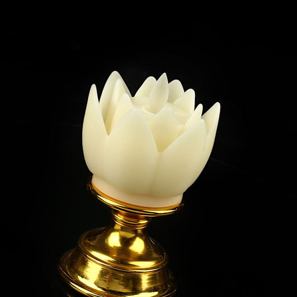 LED Lotus Lamp Simulerad Ljusveke Design Mjuk Naturligt Ljus Lotus Flower Light Buddha Lamp Dekoration Beige