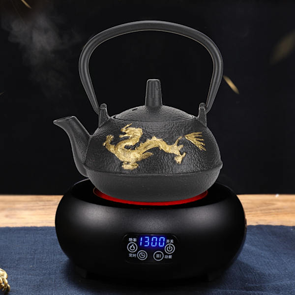 Jern tekande 0,3 L te-kedel med si Guld Dragemønster Desktop Ornamenter Simulering japansk stil