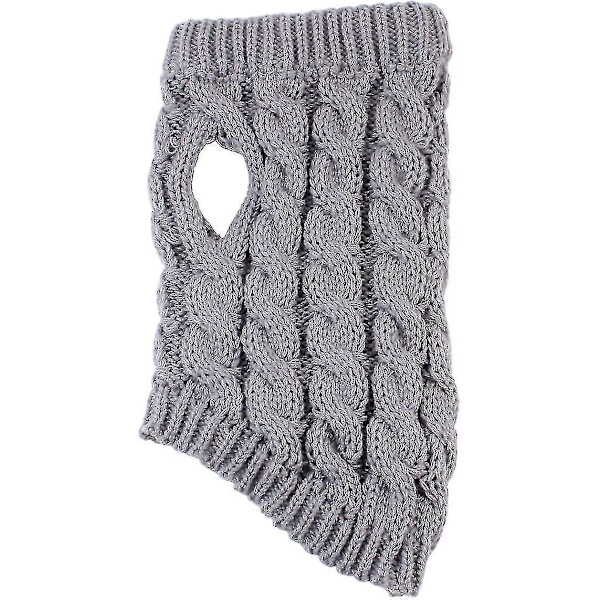 Strikkede uldhund sweater vest til små, mellemstore og store hunde L grå