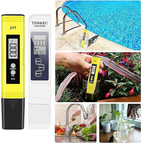 Vattenkvalitetstestare TDS PH EC Temperatur 4 I 1 Set Digital Tester med LCD-display Test för Pool, Akvarium