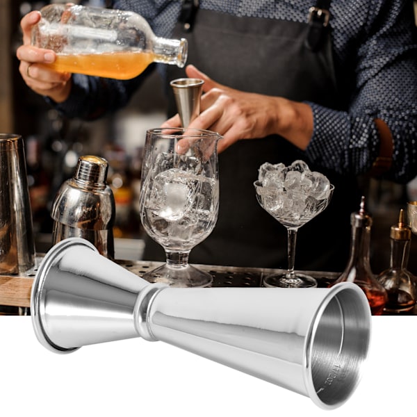 304 rustfritt stål bar vin cocktail shaker dobbel jigger bartending måleverktøy tilbehør sølv
