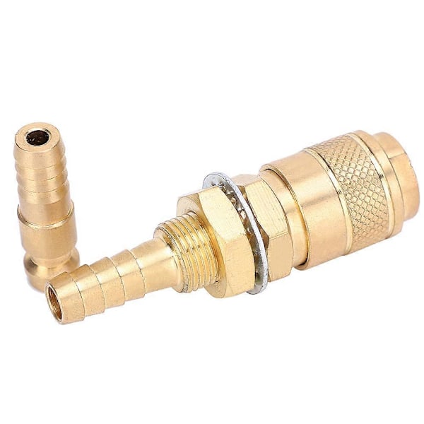 8mm Par Vandkølet &amp; Gas Adapter Hurtigkobling Kompatibel med MIG TIG Svejselampe (Gul)