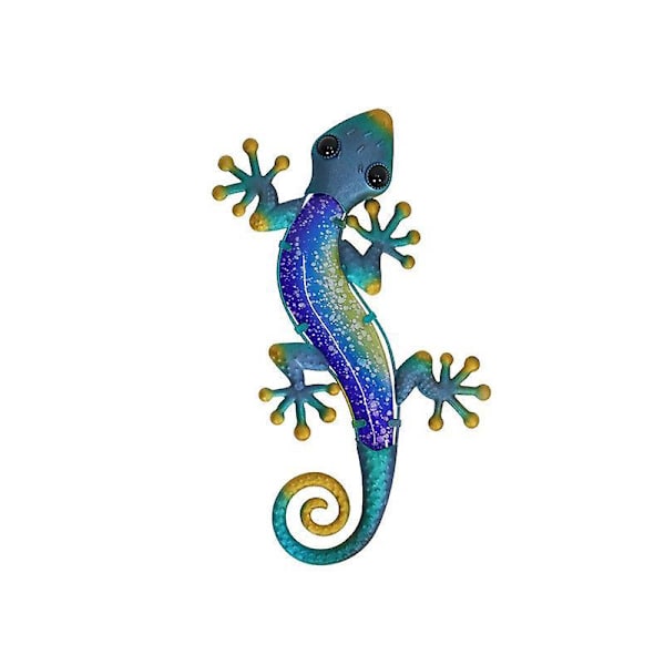 Metal Gecko Wall Art - 15 Inches - Outdoor/Indoor Home Decor