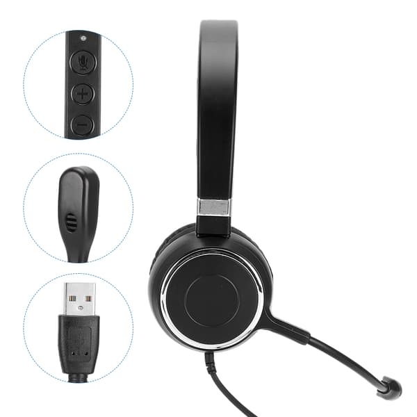 Telefon Trafik Øretelefon Call Center Kommunikation Computer Headset USB Ledningskontrol Klar Lydkvalitet Hovedtelefon