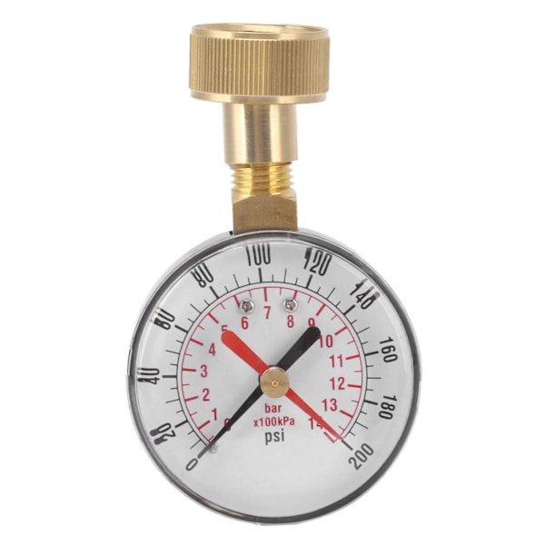 Vandtryksmåler i aluminiumlegering jern 0 til 200Psi Universal vandtrykstestmåler med 3/4 hun-slangegevind til udskiftning