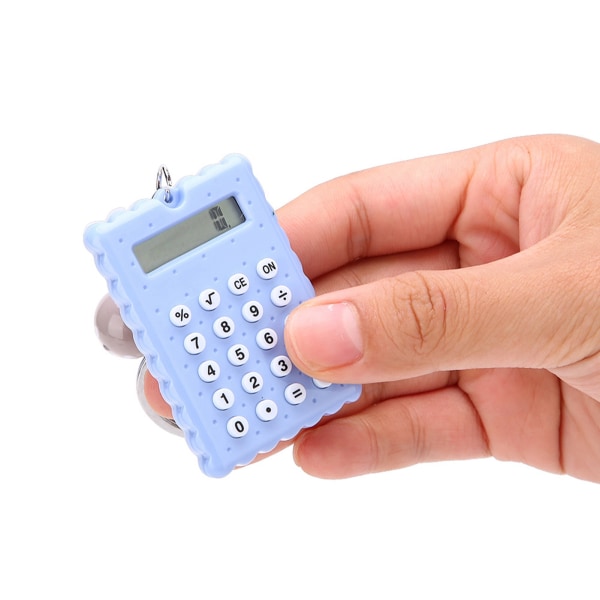 Mini Portable Cute Cookies Style Key Chain Calculator Candy Color Pocket Calculator (blå)