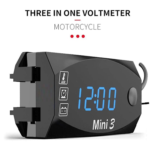 Digital Motorcykel Tacho - Universal Motorcykel Tacho, 6V-30V Motorcykel Elektronisk Ur Termometer Voltmeter IP67 Vandtæt Støvbestandig W