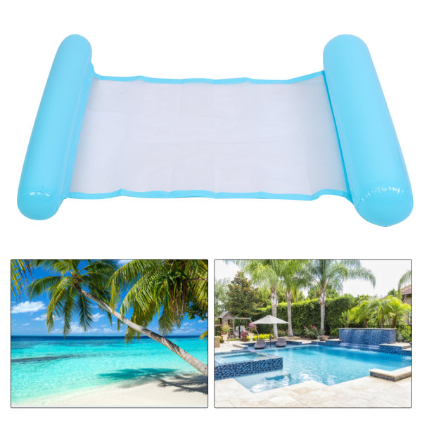 Bärbar flytande uppblåsbar vattensäng hopfällbar hängmatta swimmingpool flytande stol Blå