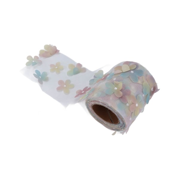 Tulle rulle färgglad gradient blomma rosett nät tyg rulle DIY material bandning gul