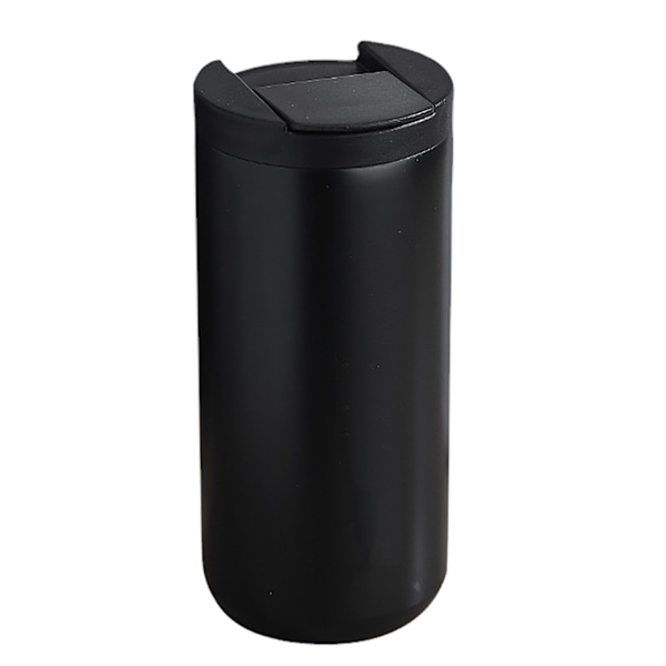 Metallkaffemugg 400 ml Säker Rostfritt Stål Sugrör Design Enkel Modern Isolerad Mugg för Camping Resor Bil Svart