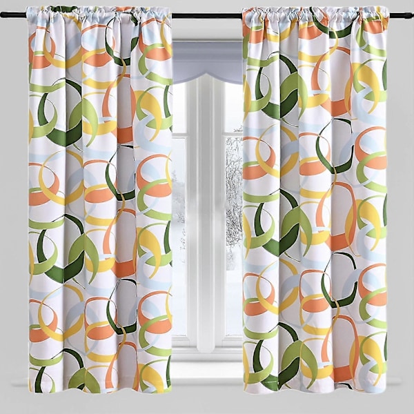 Fönstergardin Ljustät Lätt Att Installera Polyester Cirkelmönster Fönsterdraperi Heminredning Orange
