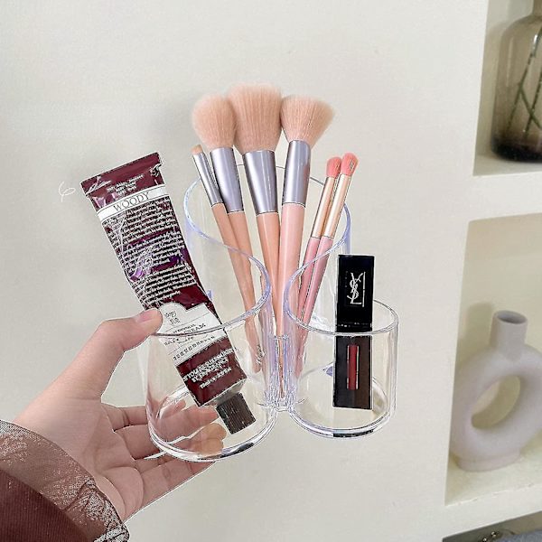 S-formet gennemsigtig desktop makeup børste og brevpapirholder