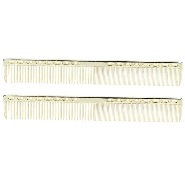 2 stk Profesjonell rustfritt stål hårklipp Kam Salon Frisør Kam Styling ToolGold