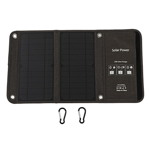 14W USB Foldbart Solpanel Pakke Effektiv Konvertering Foldbar Solcellelader til Telefonopladning Powerbank