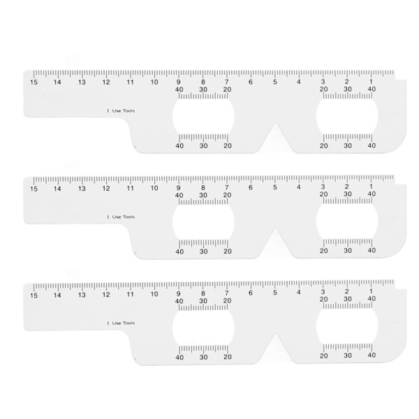 3 stk Øyemålingslinjal Avstand Pupill PD-måler 2 i 1 Oftalmologiverktøy