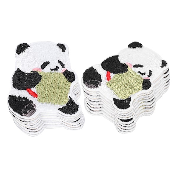 20 stk. Panda-patches, broderi, klæbemærker i stof, farve, håndlavet, gør-det-selv, strygemærkat