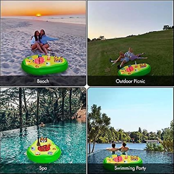 Uppblåsbar Dryckeshållare för Pool, Uppblåsbar Dryckeshållare med 8 Hål, Flytande Poolbar med Luftpump, Uppblåsbar Flytande Barbricka för Poolstrandsemester