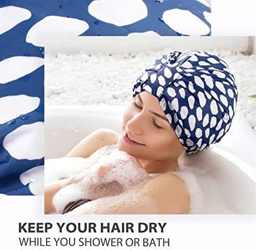 Luxury Shower Cap for Women, Reusable and Waterproof, Double-Layer Shower Cap with Adjustable Elastic Band, Large Size