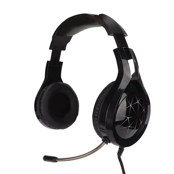 Spillhodesett med støydemping, stereo, myke øreputer, over-ear, USB-kablet hodetelefon med mikrofon, LED-lys for PS5 PC