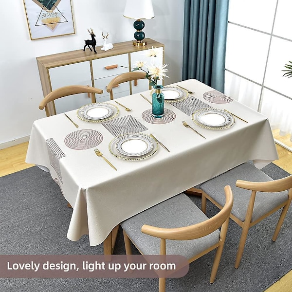 Avtorkbar PVC-rektangulär duk - Vattentät bordsduk för kök, picknick, utomhus- och inomhusbruk (137x180 cm, Geo)