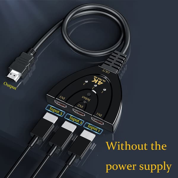 Mini 3-porters HD Multimedia Interface-splitter 4K HD Multimedia Interface-switcher HD Multimedia Interface-bryter 3 i 1 ut port hub