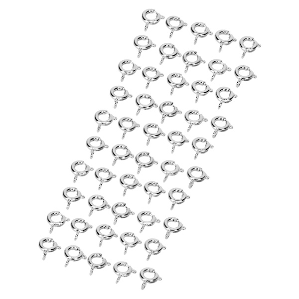 50 stk fjederringespænder 6 mm diameter 1,5 mm hul dekorative kobber runde låse til smykker sølv