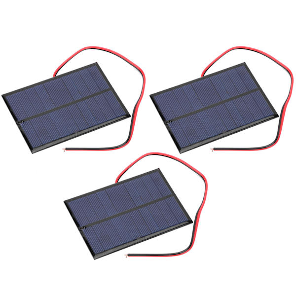 3 stk. Epoxy solpanel lille strømmodulplade +30 cm rød og sort ledning 5V 200mA