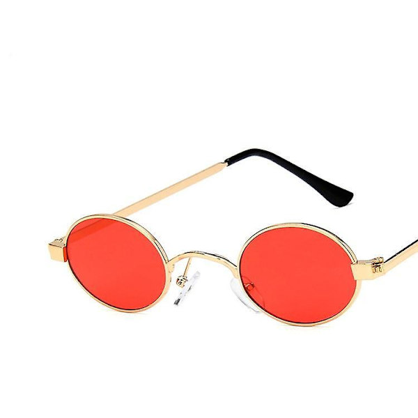 Soikeat metallirunkoiset retro-aurinkolasit karkkiväreissä unisex malleille (punainen)