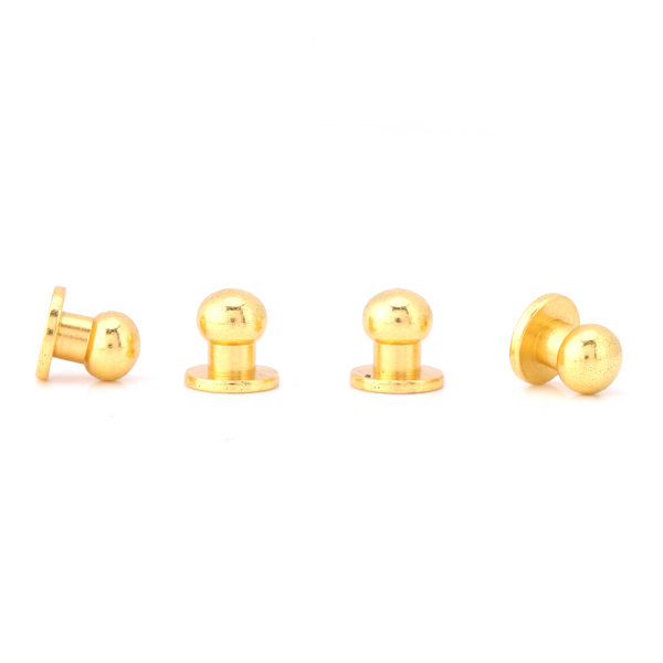 20 stk. Rundhoved Solid Messing Søm Nitte Knap DIY Læder Tilbehør (8*6mm guld)