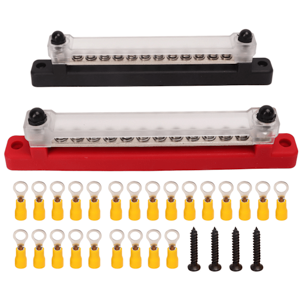 2 stk 12 Terminal Samleskinne 48V 150A Lav Motstand God Ledningsevne Strømfordelingsblokk
