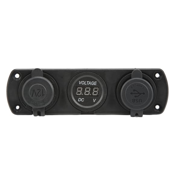 3-i-1 laderkontaktpanel Dobbel USB-uttakspanel Sigarettennerkontakt LED digitalt voltmeter for lastebil marine bobil