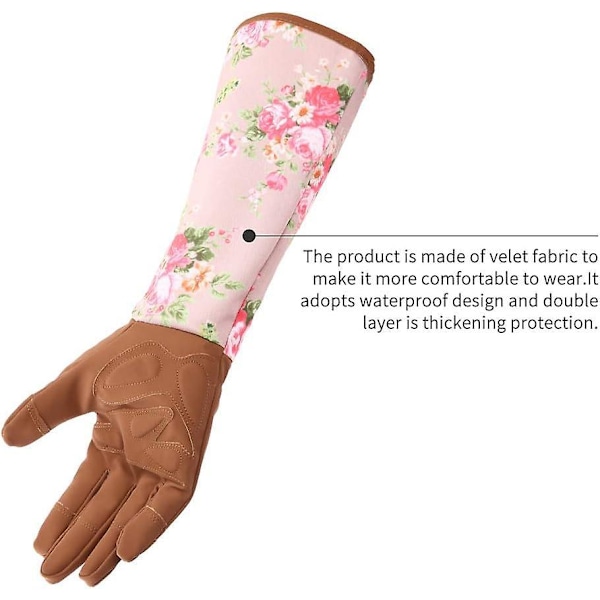 Havearbejde Rose Læderhandsker Kvinder Forlænget Pro Handsker Rose Beskæring Have til Mor og Bedstemor Havegaver (Brun)