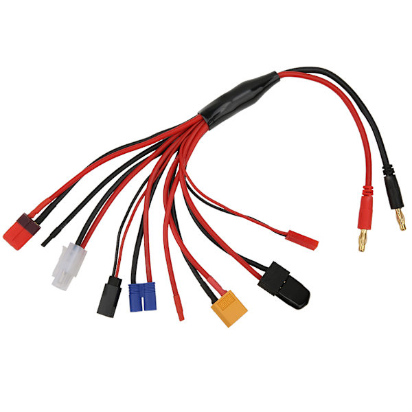 4,0 mm banankontakt 8-i-1 multifunktionsladdningsadapter för RC-laddare RC-batterier svart och röd