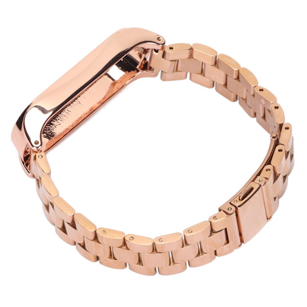 Smartwatch handledsrem för handled i rostfritt stål, anti-förlust med dubbellås fällbart spänne för Mi Band 6Rose Gold