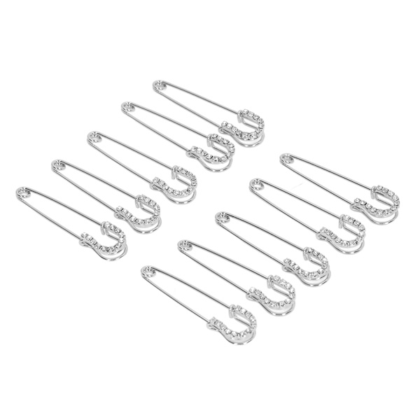 10 stk. sikkerhedsnåle med rhinsten 2,6 tommer retro rhinsten indlagt holdbart metal kvinder broche nåle til sweater skjorte kjole