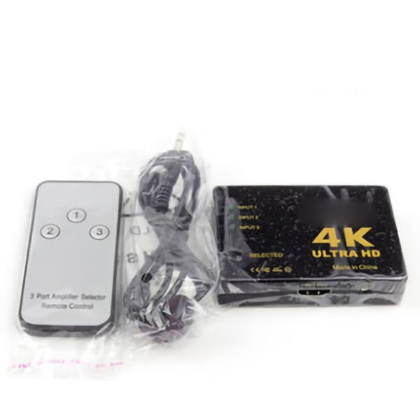 HD Multimedia Interface Switch Plug and Play fjernkontroll 4K videokonverterer for bærbar PC spillkonsoller svart 3 inn 1 ut