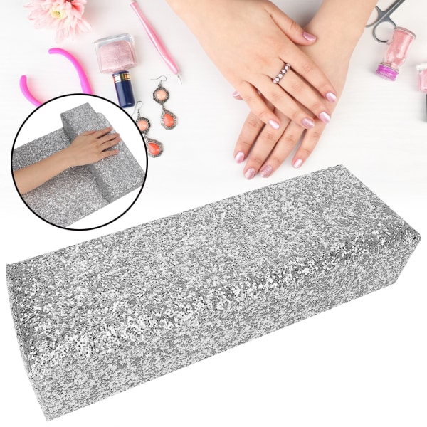 Shinning paljetter Nail Art Bordmatte Putepute Pute Håndholder Håndstøtte manikyrverktøy (sølvpute&nbsp; )