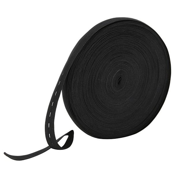 Elastiskt band Bredd 2cm Stickad spole perukband för sömnad Kläder Byxor Bälten Peruker DIY HantverkSvart