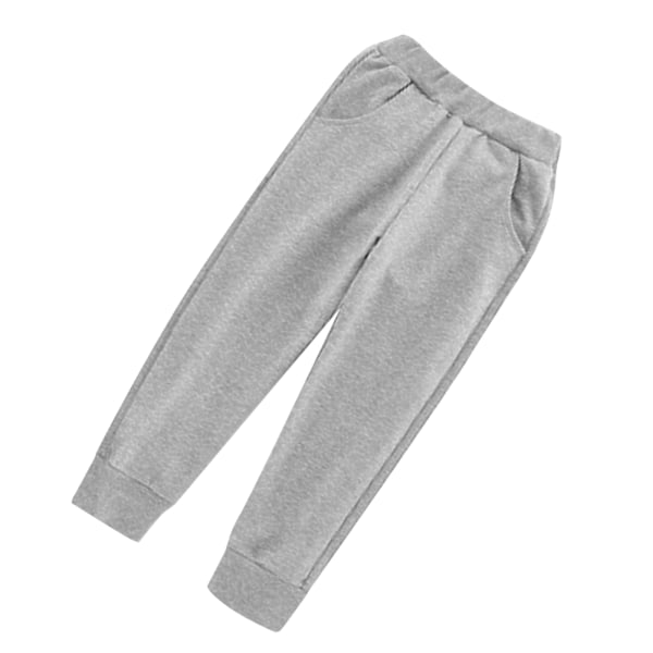 Børne Fleece Sweatpants Elastisk Talje Super Blød Bomuld Casual Varme Fleece Bukser til Udendørs Vinter Grå XL