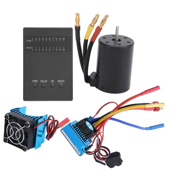 3650 Motor 2300KV+ 120A Borstlös ESC + Programkort + Kylflänsset för 1/10 RC Bil