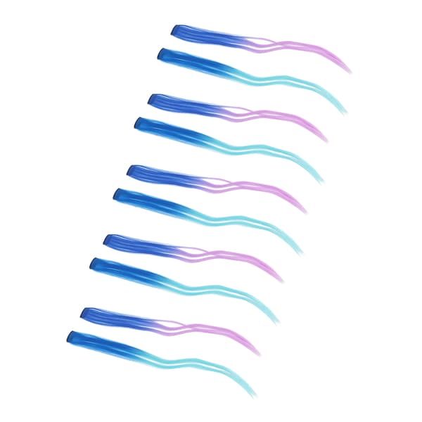 10 stk. Farverige Hår Extensions Blå Gradient Lys Lilla Langt Glat Highlight Hårstykke