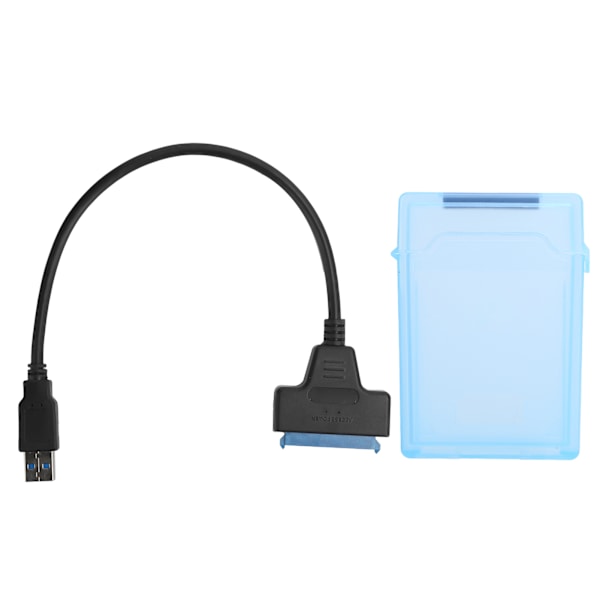 Hårddiskadapterkabel 2,5 tum SATA USB3.0 HDD/SSD-omvandlingskabel med skyddslåda Blå