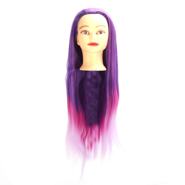Mannequin Head Lilla Rosa Gradient Color Frisørhode med hår for frisørpraksis