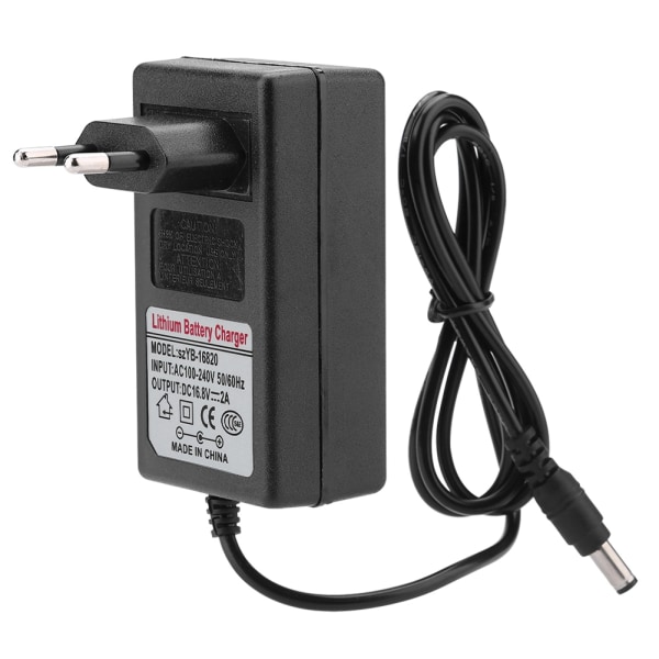 AC100-240V DC 16.8V 2A Erstatningsstrømadapter Litium-ion Batterilader Sikker lading EU