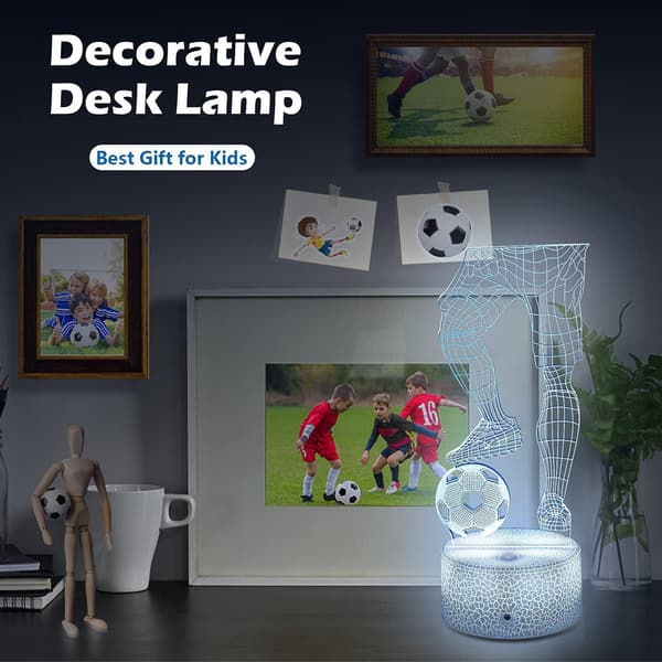 Fodbold Natlampe, 3D Optisk Illusion Natlampe LED Lampe