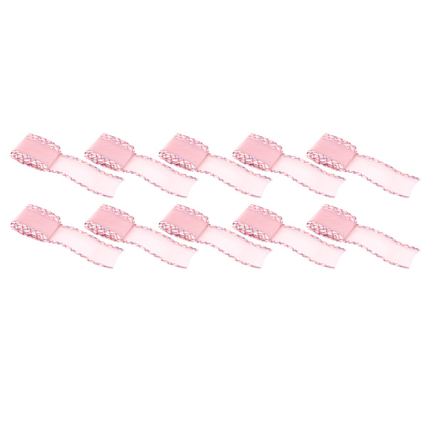 10 meter kantband polyester tyll för klädtillbehör DIY huvudbonad hår 2,6 tum rosa-C3